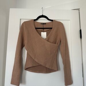 Zara Tan Wrap Sweater